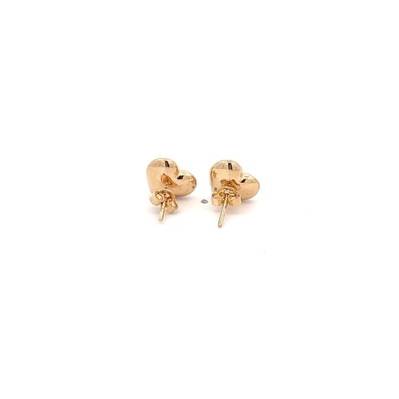 18K Gold Earrings Stud Puffed Heart 2.66 grams - Picture 4 of 9